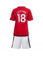 Billige Manchester United Casemiro #18 Hjemmedraktsett Barn 2023-24 Kortermet (+ Korte bukser)